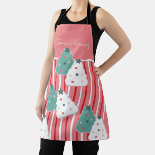 Delantal Navidades Cookie Tree Baking Nombre Peppermint