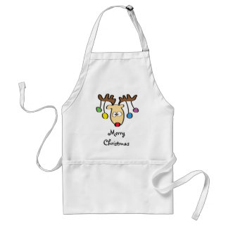 Delantal Navidades cortan reno de nariz roja Personalizado
