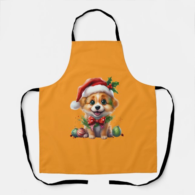 Delantal Navidades cortos con Santa Hat y Bow (Anverso)
