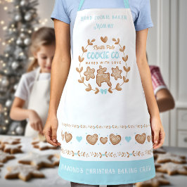 Delantal Navidades Cute Blue Cookie Baking Nombre Apron