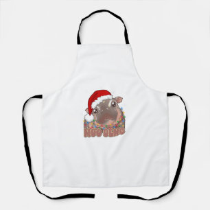 Delantal Navidades Cute Moo Deng Baby Hippo Encenden Santa