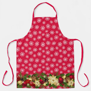 Delantal Navidades dan a Apron Nieve Poinsettia