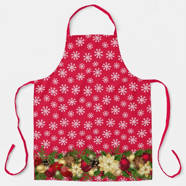 Delantal Navidades dan a Apron Nieve Poinsettia (Anverso)