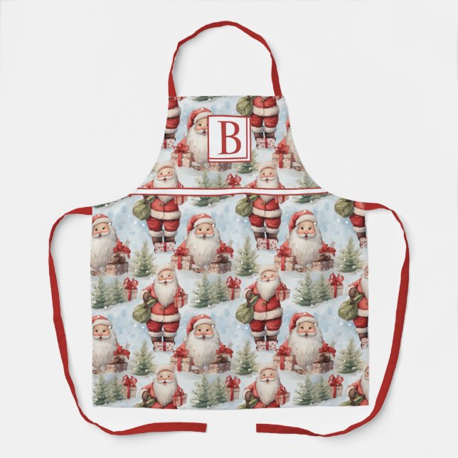 Delantal Navidades de acuarela Santa Claus 3 - (Anverso)