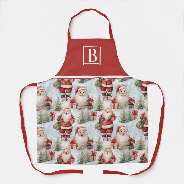 Delantal Navidades de acuarela Santa Claus 3 - (Anverso)