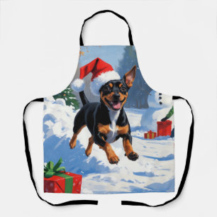 Delantal Navidades de Affenpinscher en escena de nieve fest