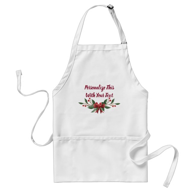 Delantal Navidades de aguijones de texto y berry personaliz (Frente)