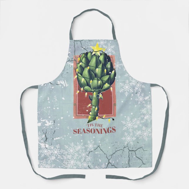 Delantal Navidades de alcachofa alumbran cocina gourmet (Anverso)