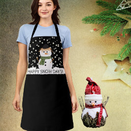 Delantal Navidades de Apron Cute Snowman Fun