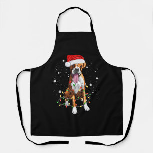 Delantal Navidades de árbol de perros boxer iluminan Navida