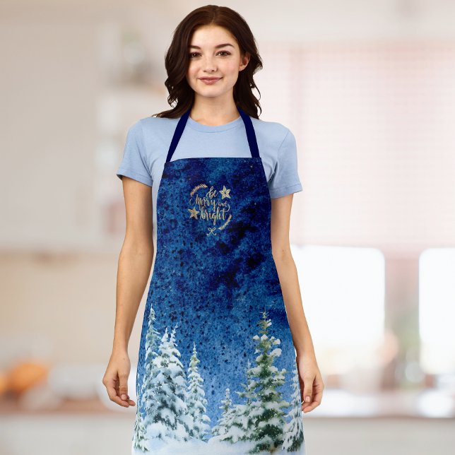Delantal Navidades de árboles de invierno de vacaciones (Holiday Baking and Cooking Apron)
