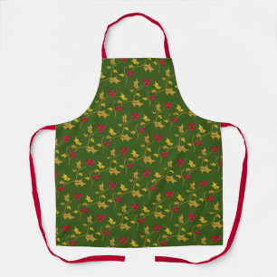 Delantal Navidades de bayas rojas holly patrón foliación ve