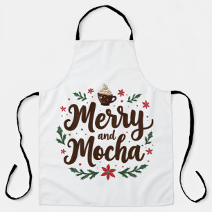 Delantal Navidades de bebidas merry y mocha Café Navidad
