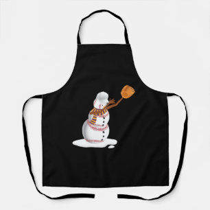 Delantal Navidades de béisbol que reciben regalos de Snowma