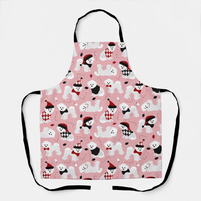 Delantal Navidades de Bichon Frise Pink Apron (Anverso)