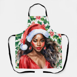 Delantal Navidades de Black Woman Santa Hat