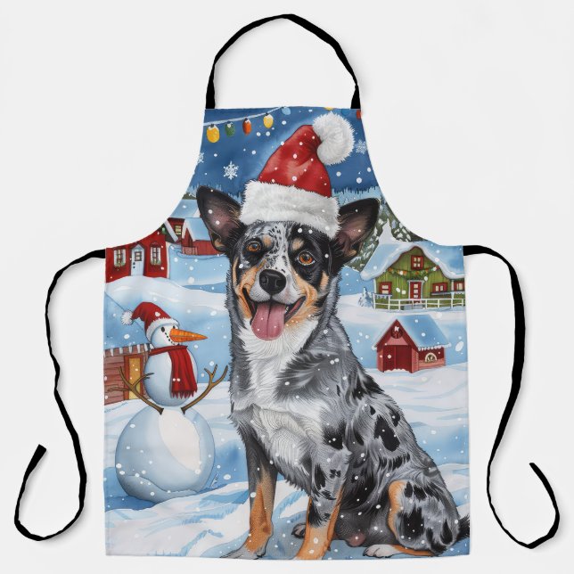 Delantal Navidades de Blue Heeler Dog Winter Wonderland Ale (Anverso)
