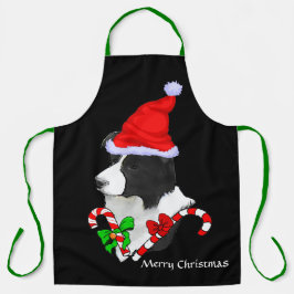 Delantal Navidades de Border Collie Santa Hat