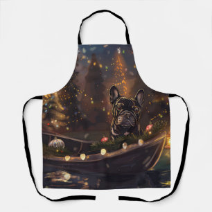 Delantal Navidades de Bulldog de Francia disfrutan de un vi