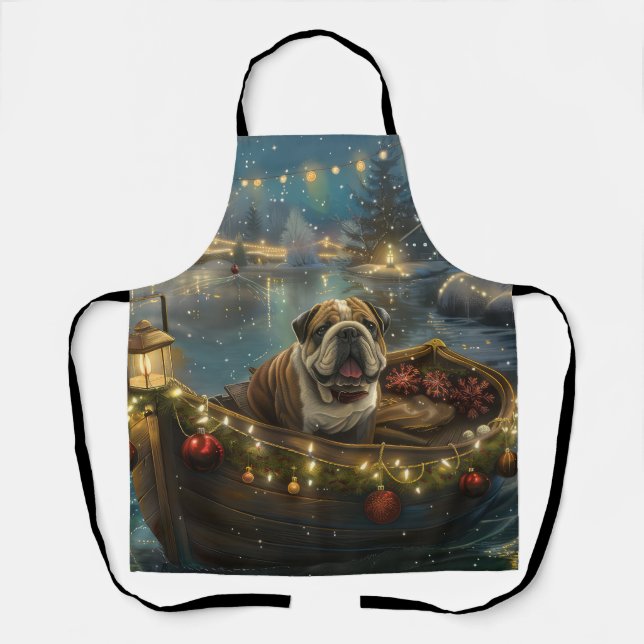 Delantal Navidades de bulldog de vacaciones (Anverso)