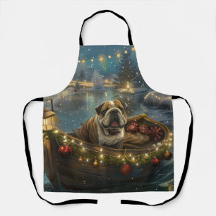 Delantal Navidades de bulldog de vacaciones