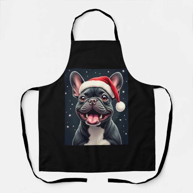 Delantal Navidades de Bulldog franceses lanzan camiseta (Anverso)