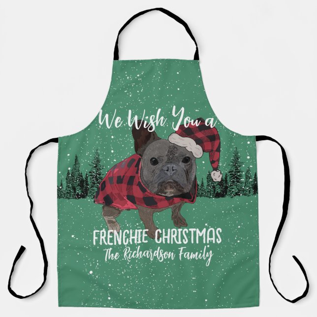 Delantal Navidades de Bulldog franceses personalizan a perr (Anverso)