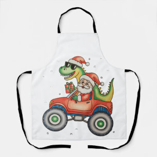 Delantal Navidades de Camión Monstruo de Dinosaurios de San