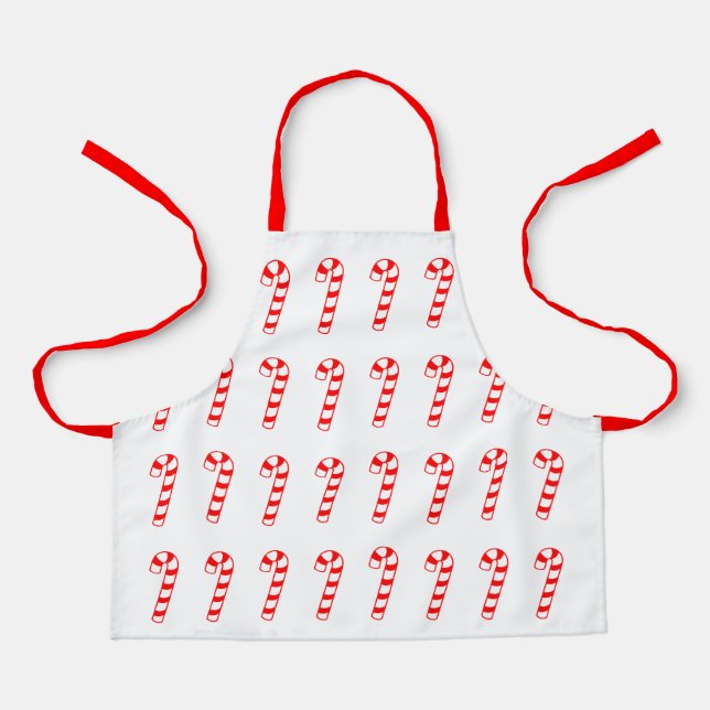 Delantal Navidades de Candy Cane Apron Blanco Rojo (Anverso)