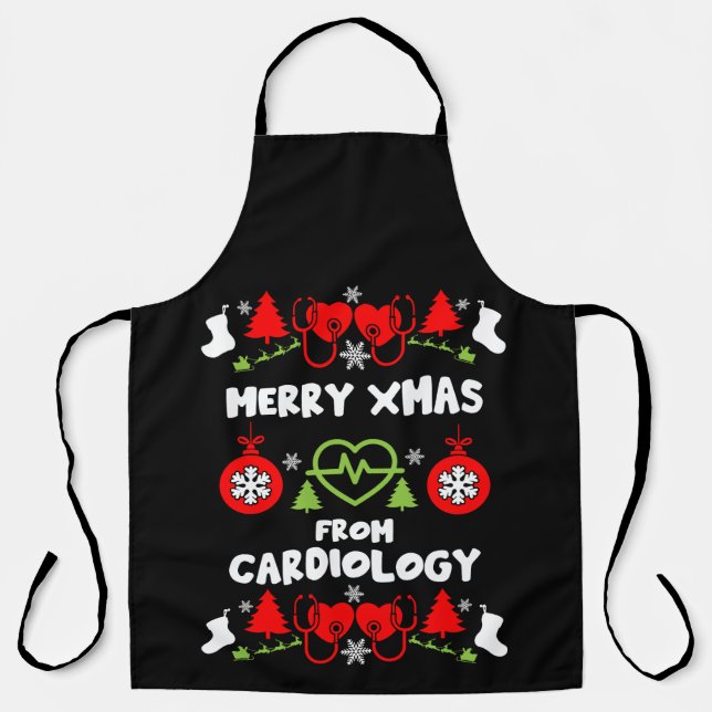 Delantal Navidades de cardiología Regalos de personal médic (Anverso)