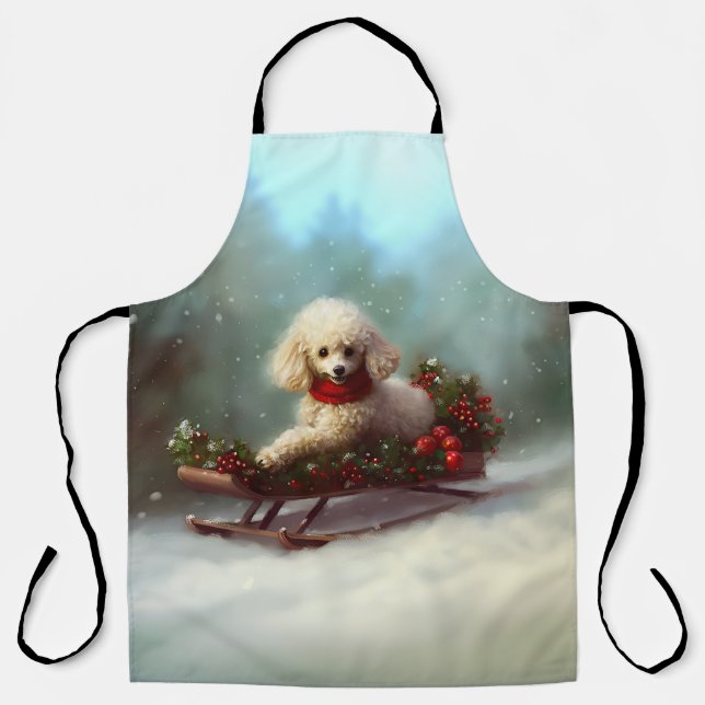 Delantal Navidades de carne de perro en invierno (Anverso)
