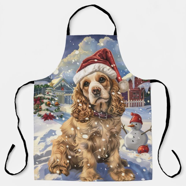 Delantal Navidades de Cocker Spaniel Winter Wonderland (Anverso)