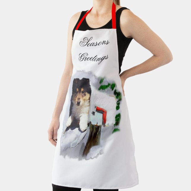 Delantal Navidades de Collie Puppy (in situ)