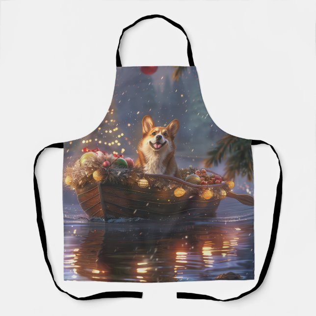 Delantal Navidades de Corgi Voyage festivo (Anverso)
