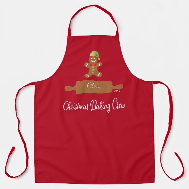 Delantal Navidades de Crew Red Monograma Apron (Anverso)