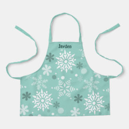 Delantal Navidades de cristal de copo de nieve turquesa-azu