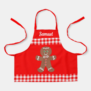 Delantal Navidades de Cuta Gingerbread Red Gingham Añadir N