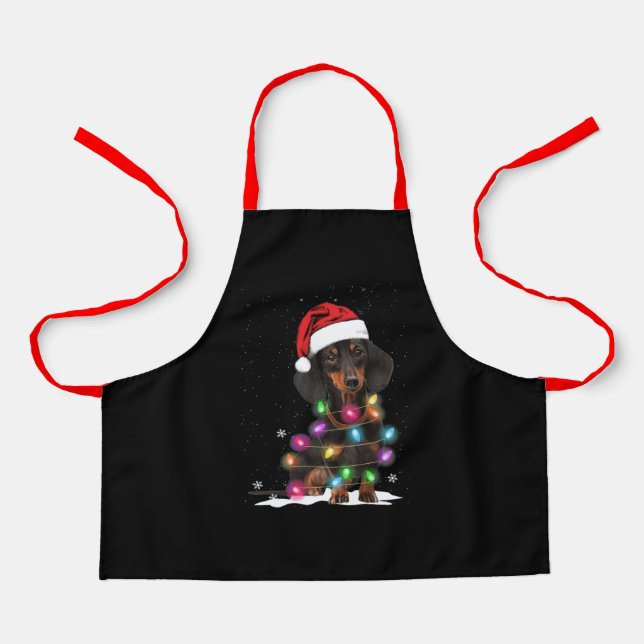 Delantal Navidades De Dachshund Iluminan Con Nieve (Anverso)