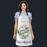 Delantal Navidades de flores rojas y verdes<br><div class="desc">El follaje rojo y verde fue el diseño de vacaciones de los Navidades. ¿Eres parte de la tripulación de verano?</div>