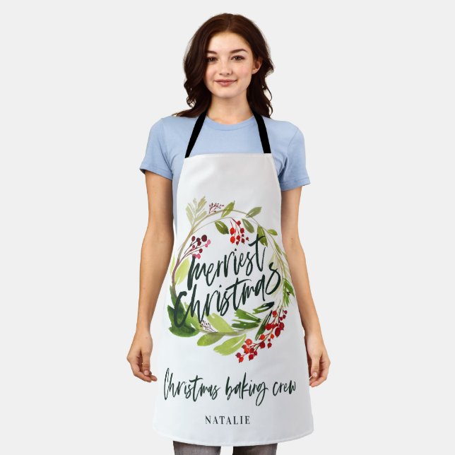 Delantal Navidades de flores rojas y verdes (Gastado)