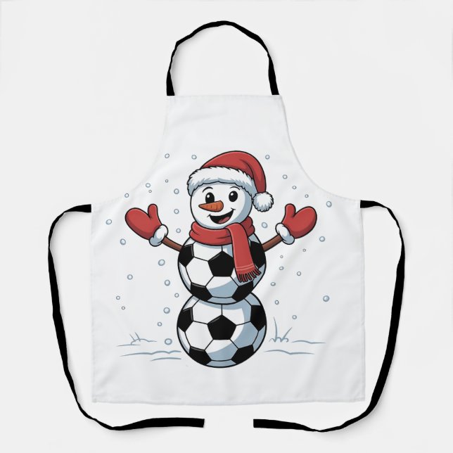 Delantal Navidades de fútbol de snowman Santa Baseball Spor (Anverso)