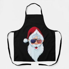 Delantal Navidades de gafas de sol de Santa Claus Patriotic