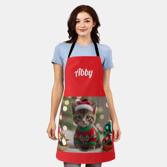 Delantal Navidades de gatos abysinianos de moras personaliz (Gastado)