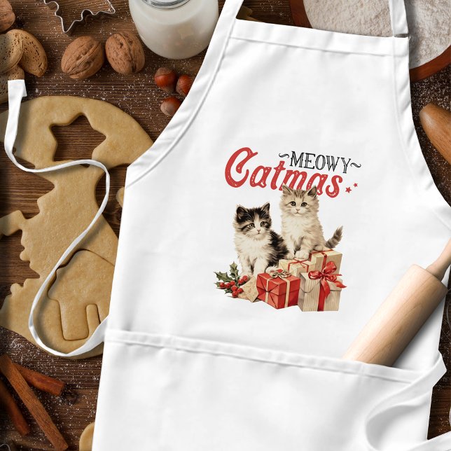 Delantal Navidades de gatos Meowy de estilo vintage (Subido por el creador)