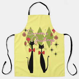 Delantal Navidades de gatos modernos de mediados del siglo 