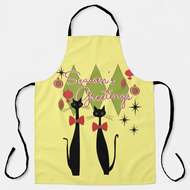 Delantal Navidades de gatos modernos de mediados del siglo  (Anverso)