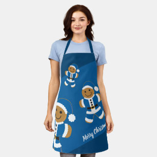 Delantal Navidades de Gingerbread Santa Blue