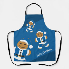 Delantal Navidades de Gingerbread Santa Blue