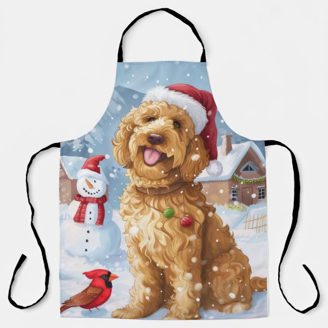 Delantal Navidades de Goldendoodle Winter Wonderland disfru (Anverso)
