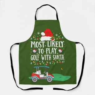 Delantal Navidades de golf con la temática del carrito rojo